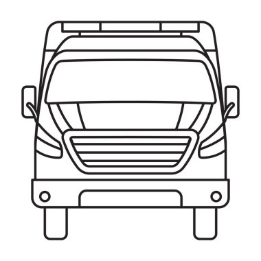 Ambulans araba vektör simgesi. Beyaz arka plan ambulans aracında izole edilmiş ana hat vektör simgesi..