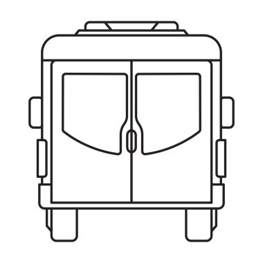 Ambulans araba vektör simgesi. Beyaz arka plan ambulans aracında izole edilmiş ana hat vektör simgesi..