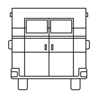 Ambulans araba vektör simgesi. Beyaz arka plan ambulans aracında izole edilmiş ana hat vektör simgesi..