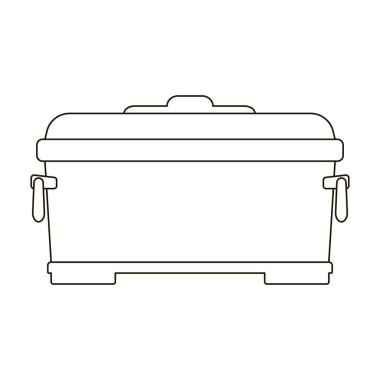 Buz kutusu vektör simgesi. Taslak vektör simgesi beyaz arkaplan buz kutusunda izole edildi.