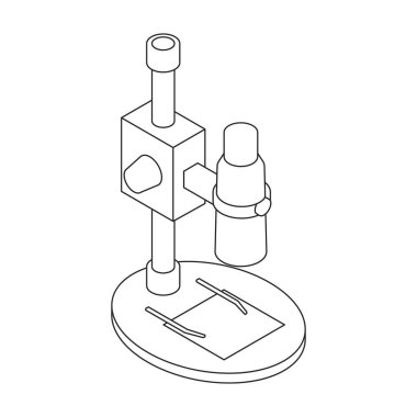 Mikroskop vektör simgesi. Beyaz arkaplan mikroskobunda izole edilmiş Isometric vektör simgesi.