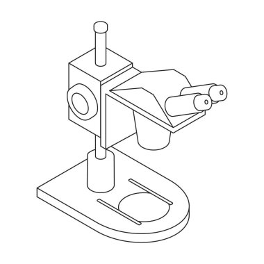 Mikroskop vektör simgesi. Beyaz arkaplan mikroskobunda izole edilmiş Isometric vektör simgesi.
