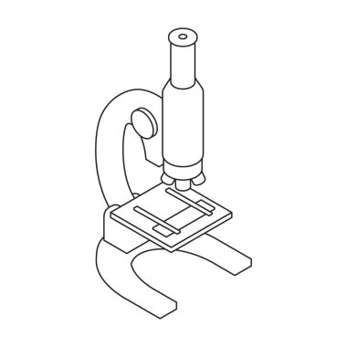 Mikroskop vektör simgesi. Beyaz arkaplan mikroskobunda izole edilmiş Isometric vektör simgesi.