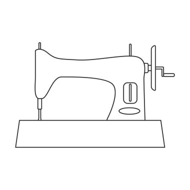 Dikiş makinesi vektör simgesi. Taslak vektör simgesi beyaz arkaplan dikiş makinesinde izole edildi.