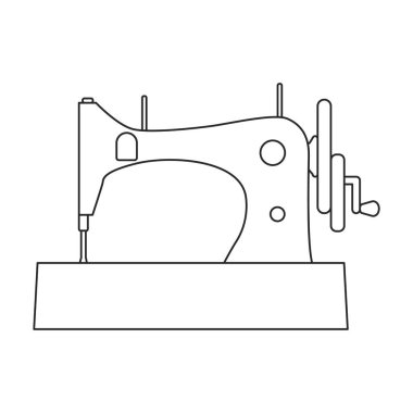 Dikiş makinesi vektör simgesi. Taslak vektör simgesi beyaz arkaplan dikiş makinesinde izole edildi.