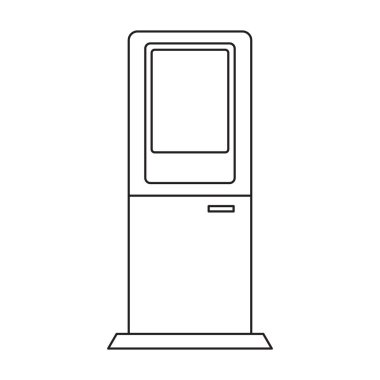 Terminal vektör simgesi. Taslak vektör simgesi beyaz arkaplan terminalinde izole edildi.