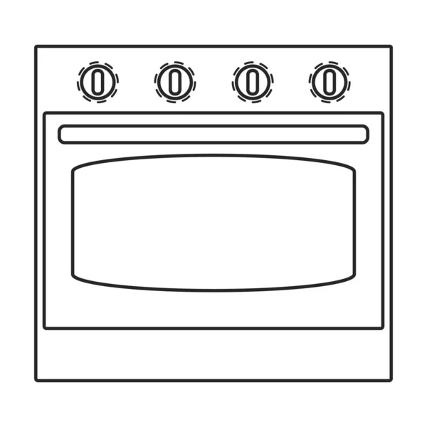白い背景のオーブンで分離されたアウトラインベクトルアイコン. — ストックベクタ