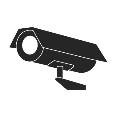 Kamera video vektörü siyah simge. Beyaz arkaplanda vektör illüstrasyonu. Kamera videosunun izole edilmiş siyah illüstrasyon simgesi.
