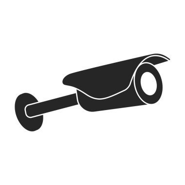 Kamera video vektörü siyah simge. Beyaz arkaplanda vektör illüstrasyonu. Kamera videosunun izole edilmiş siyah illüstrasyon simgesi.