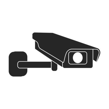 Kamera video vektörü siyah simge. Beyaz arkaplanda vektör illüstrasyonu. Kamera videosunun izole edilmiş siyah illüstrasyon simgesi.