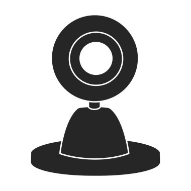 Kamera video vektörü siyah simge. Beyaz arkaplanda vektör illüstrasyonu. Kamera videosunun izole edilmiş siyah illüstrasyon simgesi.