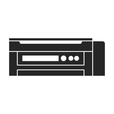 Yazıcı ofis vektörü siyah simge. Beyaz arkaplanda vektör illüstrasyon yazıcısı. Ofis makinesinin izole siyah illüstrasyon simgesi.