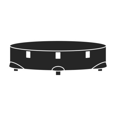 Elektrikli süpürge taşıyıcı siyah ikon. Beyaz arka planda vektör illüstrasyon robot halısı. Elektrik süpürgesinin izole edilmiş siyah çizim simgesi .