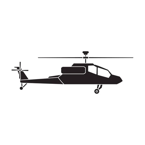 Helikopter-Vektor schwarzes Symbol. Vector Illustration Hubschrauber auf weißem Hintergrund. Isolierte schwarze Abbildung des Flugzeugs. — Stockvektor