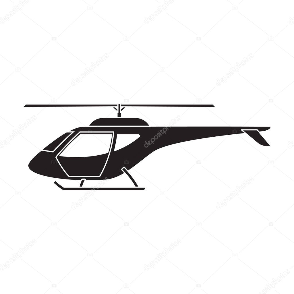 Helicopter vector black icon. Vector illustration helicopter on white background. Isolated black illustration logo of aircraft.