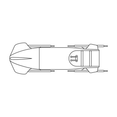 Bobsled vector outline icon. Vector illustration bobsleigh on white background. Isolated outline illustration icon of bobsled.