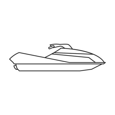 Jet ski vector outline icon. Vector illustration jetski on white background. Isolated outline illustration icon of jet ski .