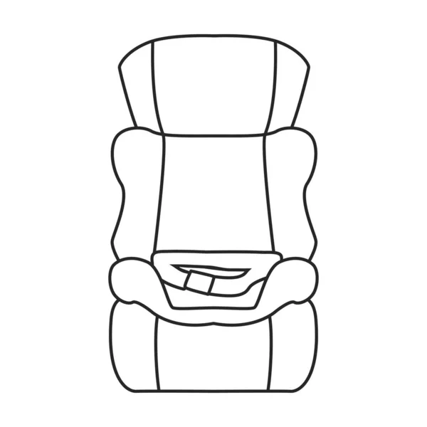 Παιδικά καθίσματα αυτοκινήτου διανυσματικό περίγραμμα εικονίδιο. Εικονογράφηση διάνυσμα σε λευκό κάθισμα μωρού φόντο. Μεμονωμένη εικόνα περιγράμματος παιδικών καθισμάτων αυτοκινήτων . — Διανυσματικό Αρχείο