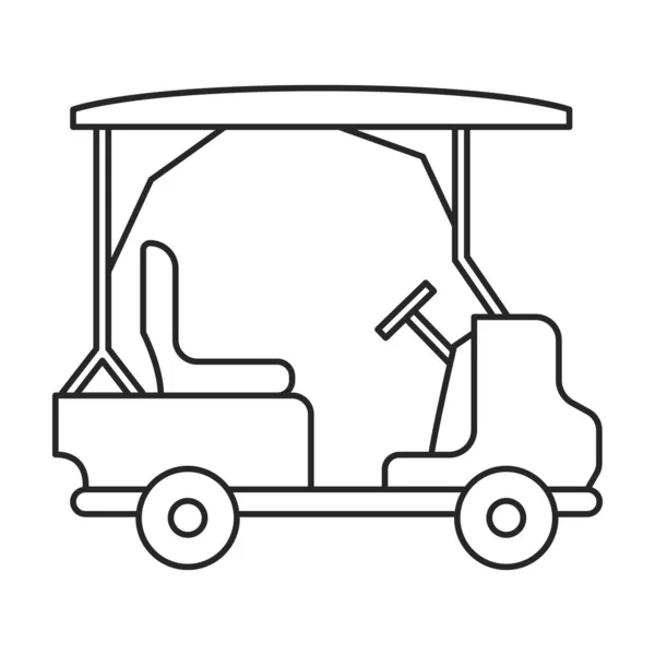 Icono del contorno del vector del carrito de golf. Ilustración vectorial coche buggy sobre fondo blanco. Icono de ilustración de esquema aislado de carrito de golf . — Vector de stock