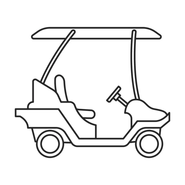 Golf Cart Vektor Outline-Symbol. Vector Illustration Buggy Auto auf weißem Hintergrund. Vereinzelte Umrisse illustrieren Ikone des Golfwagens . — Stockvektor