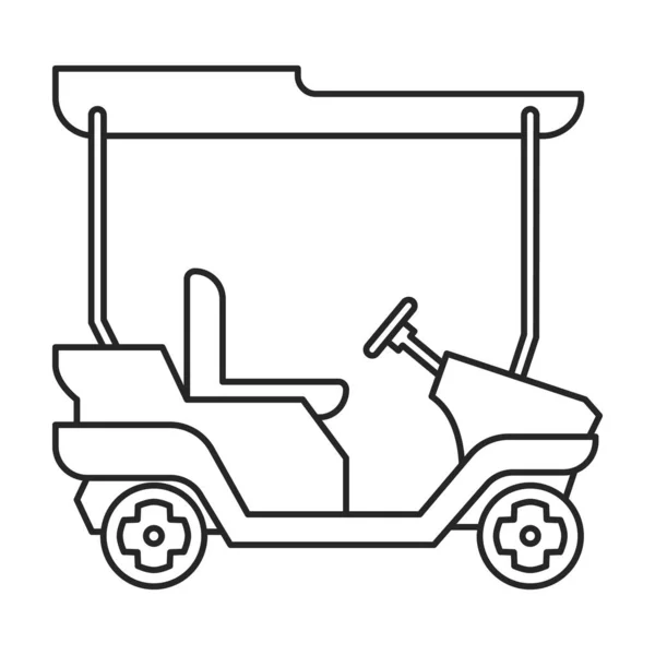 Γκολφ καλάθι διάνυσμα περίγραμμα εικονίδιο. Εικονογράφηση διάνυσμα αμαξάκι αυτοκινήτου σε λευκό φόντο. Μεμονωμένη εικόνα περίγραμμα του αμαξώματος του γκολφ . — Διανυσματικό Αρχείο