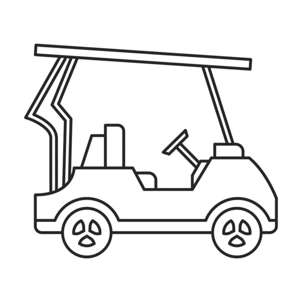 Golf Cart Vektor Outline-Symbol. Vector Illustration Buggy Auto auf weißem Hintergrund. Vereinzelte Umrisse illustrieren Ikone des Golfwagens . — Stockvektor