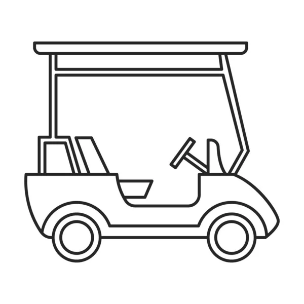 Icono del contorno del vector del carrito de golf. Ilustración vectorial coche buggy sobre fondo blanco. Icono de ilustración de esquema aislado de carrito de golf . — Vector de stock