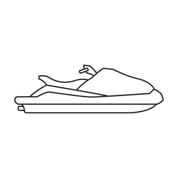 Icono del contorno del vector de moto acuática. Ilustración vectorial jetski sobre fondo blanco. Icono de ilustración de esquema aislado de moto acuática . — Vector de stock