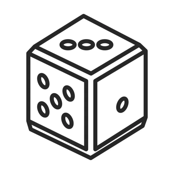 Dice向量轮廓图标。基于白色背景的矢量插画立方体游戏。孤立的骰子示意图 . — 图库矢量图片