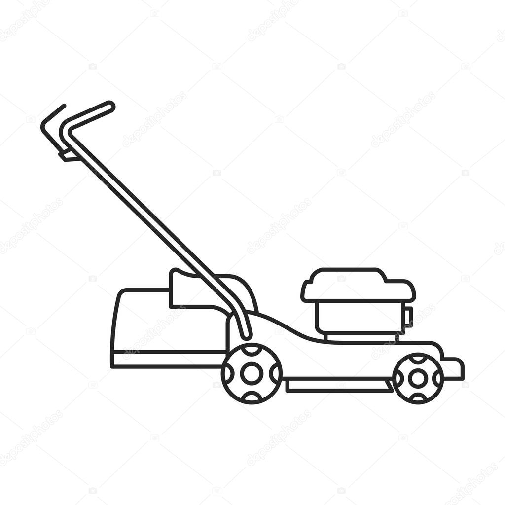 Lawn mower vector outline icon. Vector illustration lawnmower on white background. Isolated outline illustration icon of lawn mower .