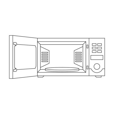 Microwave vector outline icon. Vector illustration oven kitchen on white background. Isolated outline illustration icon of microwave .
