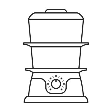 Steam cooker vector outline icon. Vector illustration double boiler on white background. Isolated outline illustration icon of steam cooker.