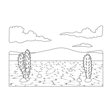 Landscape desert vector outline icon. Vector illustration desert sand on white background. Isolated outline illustration icon of sand landscape.