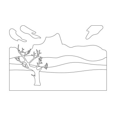 Landscape desert vector outline icon. Vector illustration desert sand on white background. Isolated outline illustration icon of sand landscape.