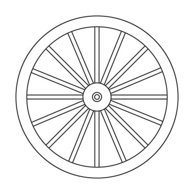 Wheel cart vector outline icon. Vector illustration wood cartwheel on white background. Isolated outline illustration icon of wood wheel cart.