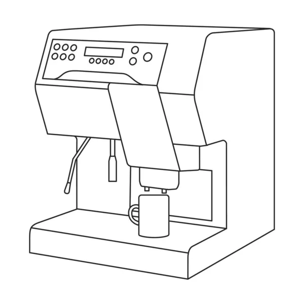 咖啡机矢量轮廓图标.白色背景的矢量绘图器。咖啡机的孤立轮廓图解图标 . — 图库矢量图片