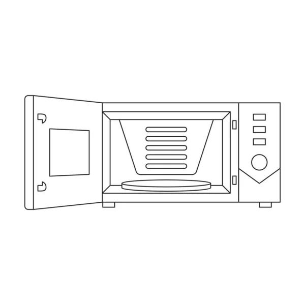 Mikrowellen-Vektor-Umrisssymbol. Vector Illustration Ofen Küche auf weißem Hintergrund. Isolierte Umrisse illustrieren Ikone der Mikrowelle . — Stockvektor