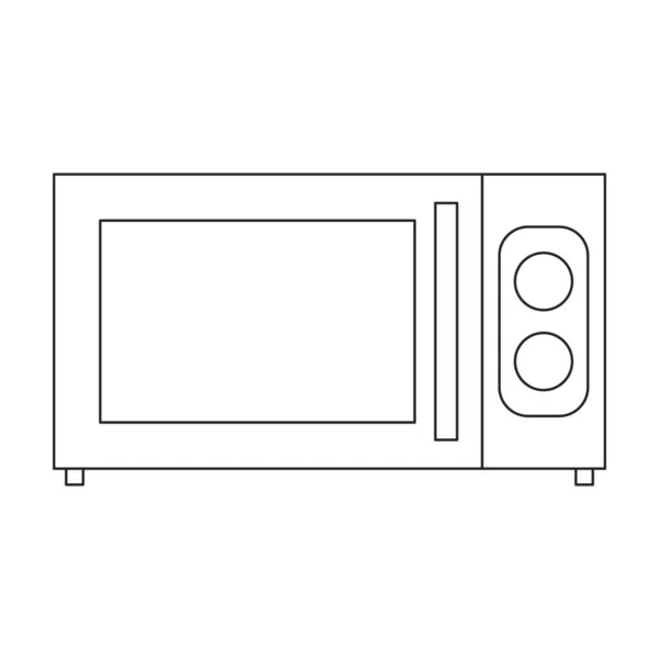 微波矢量轮廓图标.白色背景上的向量插图烤箱厨房.微波的孤立轮廓说明图标 . — 图库矢量图片