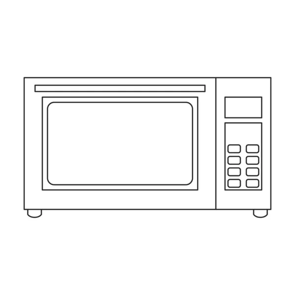 Icono del contorno del vector de microondas. Ilustración vectorial cocina horno sobre fondo blanco. Icono de ilustración de contorno aislado de microondas . — Archivo Imágenes Vectoriales