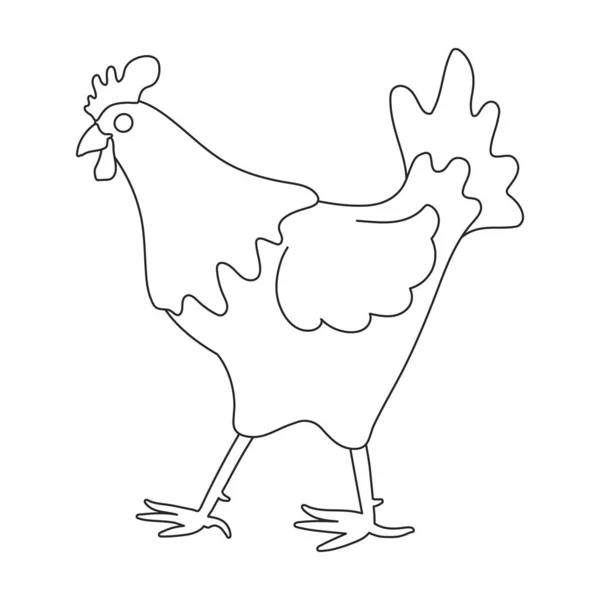 Cock vector outline icon. Vector illustration rooster on white background. Isolated outline illustration icon of cock. — Vettoriale Stock