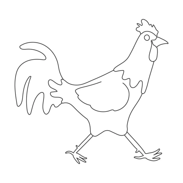 Cock vector outline icon. Vector illustration rooster on white background. Isolated outline illustration icon of cock. — Stock Vector