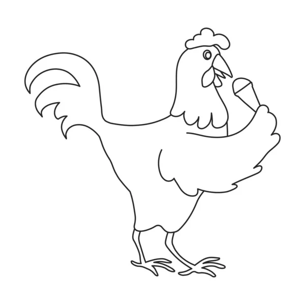 巨根鶏ベクトルアウトラインアイコン。白い背景にベクトルイラストの鶏。隔離されたアウトライン図のアイコンのコック . — ストックベクタ