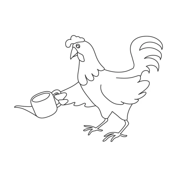 Cock rooster vector outline icon. Vector illustration rooster on white background. Isolated outline illustration icon of cock . — Vettoriale Stock