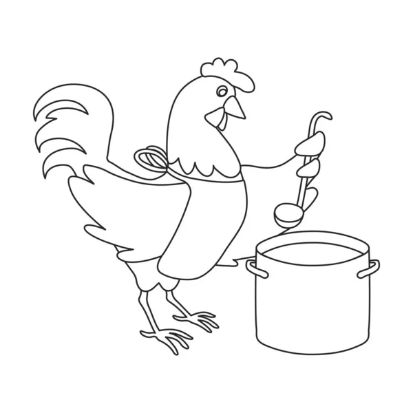 Cock rooster vector outline icon. Vector illustration rooster on white background. Isolated outline illustration icon of cock . — Vettoriale Stock