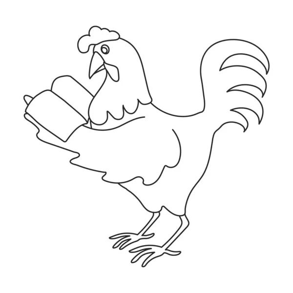 Cock rooster vector outline icon. Vector illustration rooster on white background. Isolated outline illustration icon of cock . — Vettoriale Stock