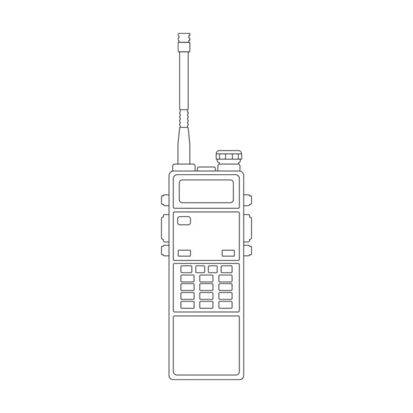 Talkie icono de contorno de vector portátil. Ilustración vectorial radio talkie sobre fondo blanco. Icono de ilustración de esquema aislado de la radio portátil, . — Archivo Imágenes Vectoriales