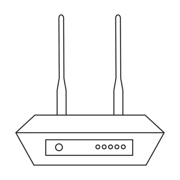 Router wifi icono contorno del vector. Ilustración vectorial enrutador inalámbrico sobre fondo blanco. Icono de ilustración de esquema aislado de wifi inalámbrico. — Archivo Imágenes Vectoriales