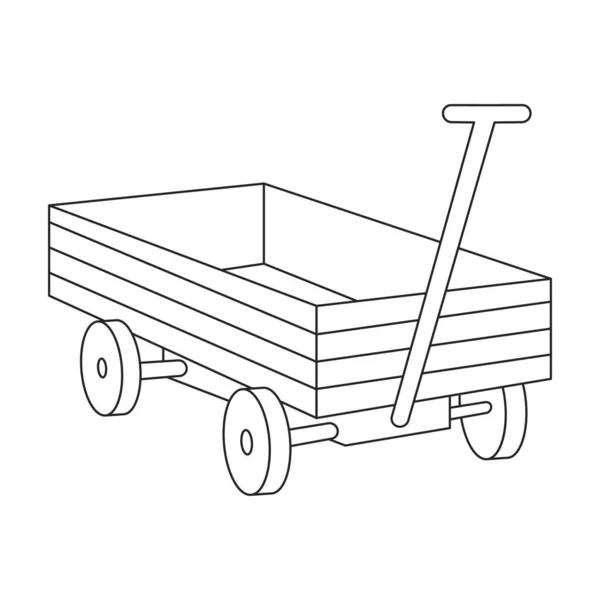 Garden wagon vector outline icon. Vector illustration farm cart on white background. Isolated outline illustration icon of garden wagon. —  Vetores de Stock