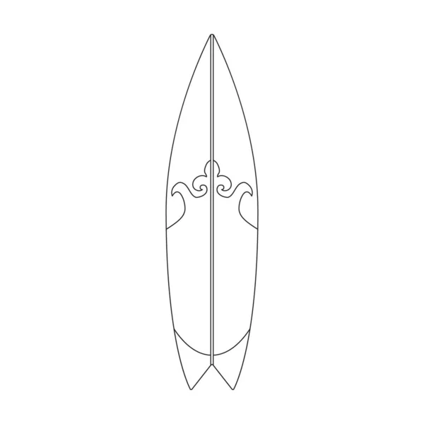 Surfbrett Vektor Outline-Symbol. Vector Illustration Surfbrett auf weißem Hintergrund. Isolierte Umrisse illustrieren Ikone des Surfbretts. — Stockvektor