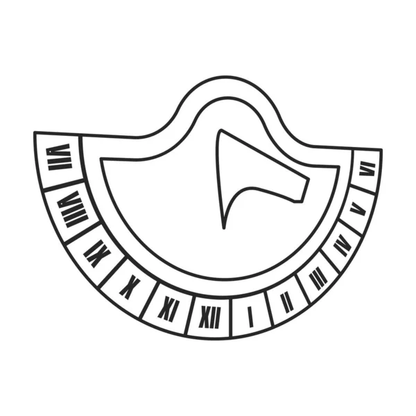 Icono del contorno del vector del reloj solar. Ilustración vectorial reloj de sol sobre fondo blanco. Icono de ilustración de contorno aislado del reloj de sol. — Archivo Imágenes Vectoriales